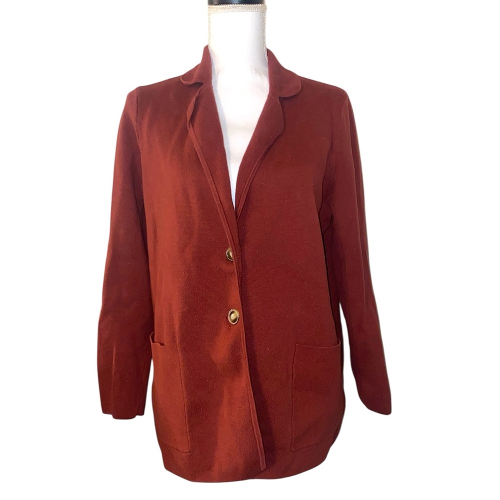 J. Crew Rust Red V-Neck Sweater Blazer